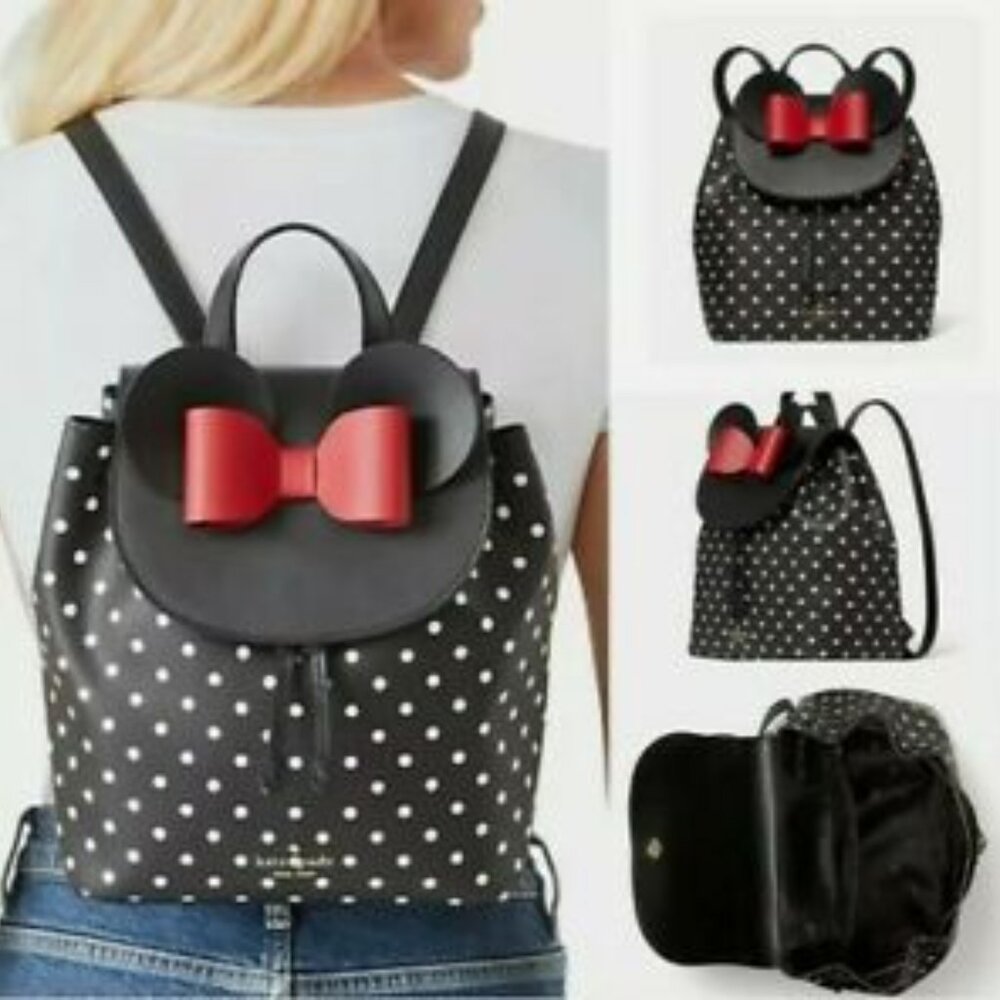 KATE SPADE BACKPACK MINNIE MOUSE BLACK LEATHER K4642 $379 DISNEY NEW